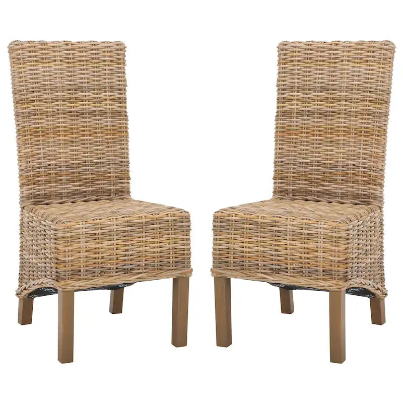 Conjunto de 2 cadeiras de jantar em vime natural 19W x 22D x 41H, estilo boho costeiro