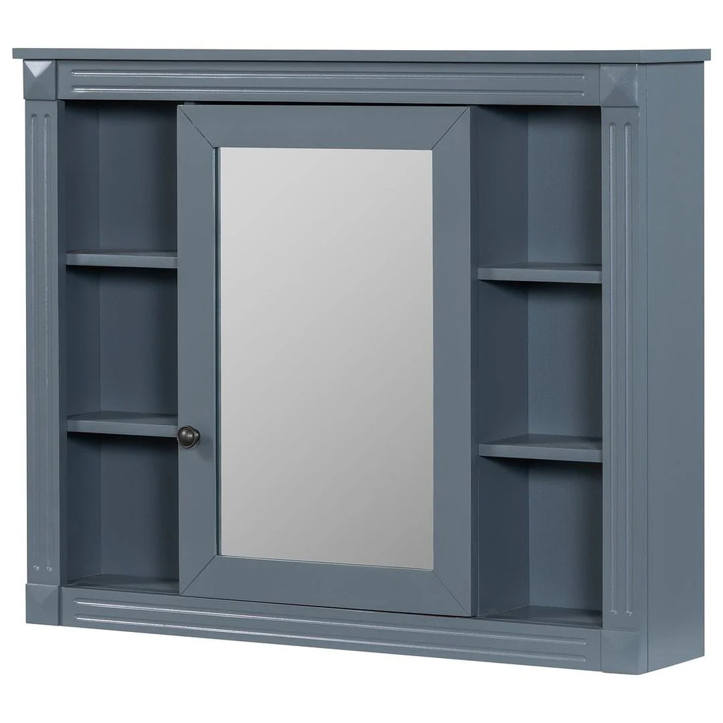 36-Zoll moderner Waschtischunterschrank mit Aufsatzwaschbecken und Spiegelschrank, 2 Türen und 2 Schubladen