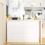 Drehbares/ausziehbares Smart-Buffet-Sideboard mit 6 Schubladen, verlängerter Tischplatte, rutschfester Matte, drehbarem Esstisch und Kücheninsel-Speisekammer