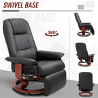 Fauteuil inclinable HomCom en similicuir, réglable, à base pivotante et commande manuelle, avec repose-pieds confortable et relaxant