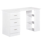 HOMCOM 47 modern thuiskantoorbureau met boekenkast, schrijftafel en werkplek, met 3 laden en opbergplank - wit