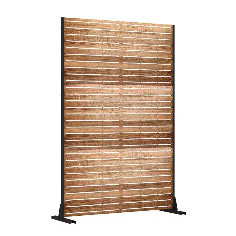 MAYEERTY 72-Zoll-Raumteiler mit verzinktem Rahmen, Sichtschutz aus Holzmaserung, Gartenzaun für die Terrasse, Beige