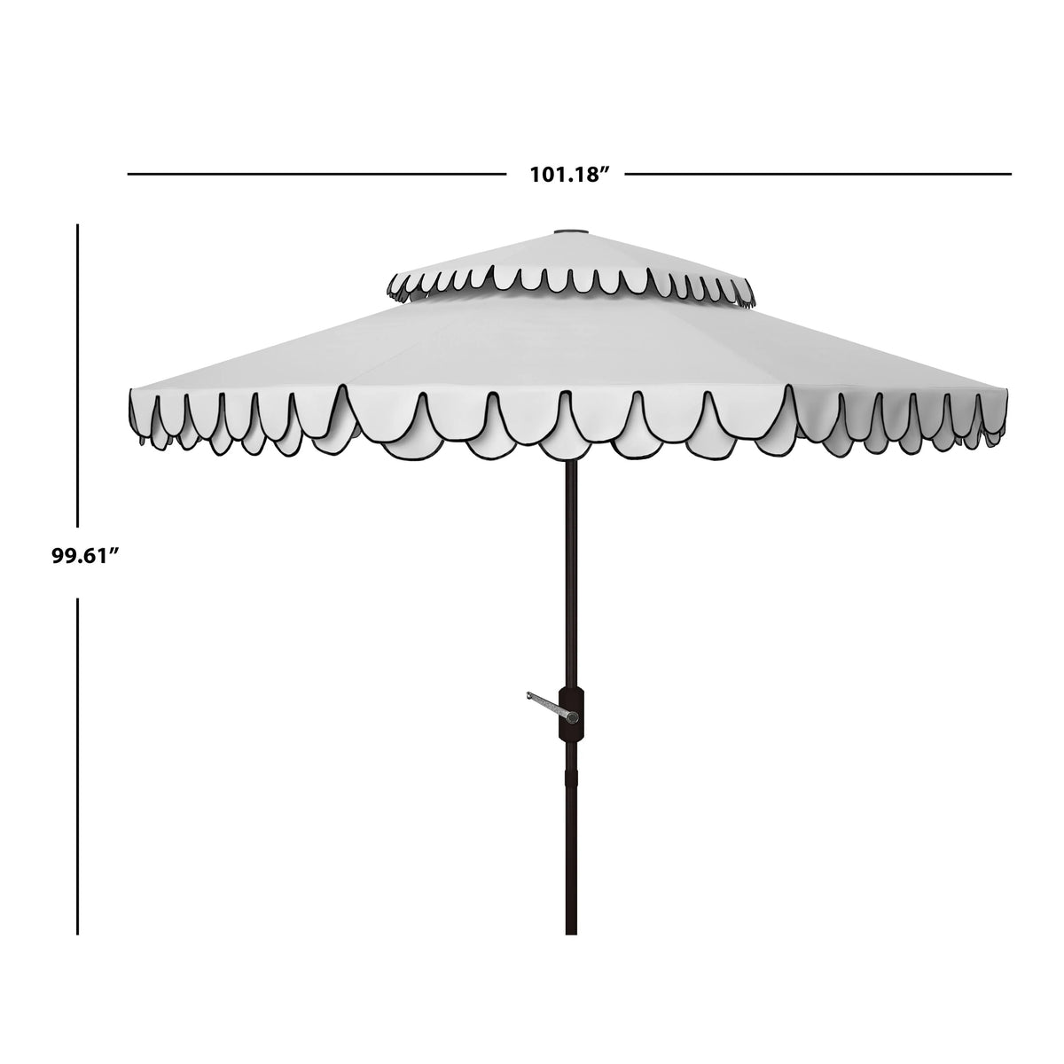 Parasol extérieur SAFAVIEH Kjerstin avec volant, 9 pieds, double toit