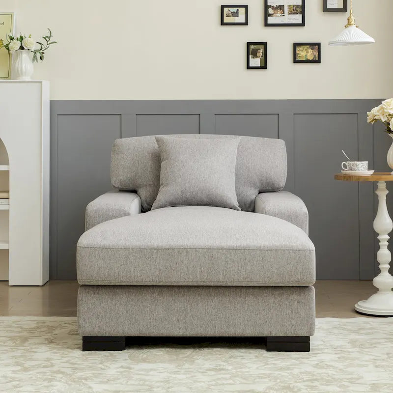 Canapé-lit moderne surdimensionné avec méridienne, style mi-siècle, avec coussin