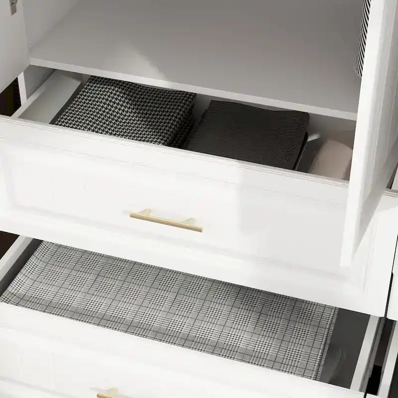 Kleiderschrank mit 93,9/74,2 Zoll Höhe, Hängebereich, Schubladen und Stauraum