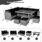 Costway 7-teiliges Dining-Set aus Polyrattan für die Terrasse mit Ecksofa, Couch und Hocker – Details anzeigen