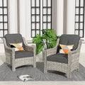 HOOOWOOO 2-teiliges Gartenstuhl-Set aus Korbgeflecht und Rattan mit hoher Rückenlehne