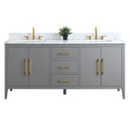Mobile bagno Vanity Art 72 con doppio lavabo e piano in marmo composito