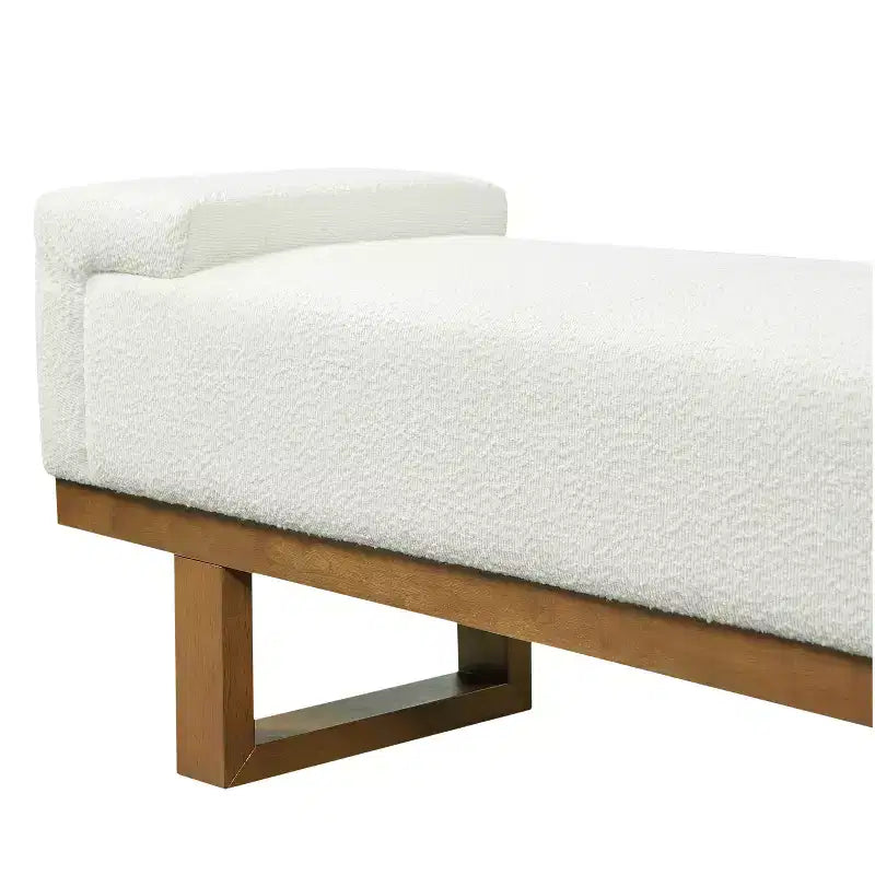 Christopher Knight Home Paulina moderne bank van rubberhout met bouclébekleding