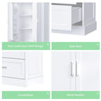 Tall Bathroom Storage Cabinet, Cabinet with Two Doors and Drawers, Adjustable Shelf, MDF Board