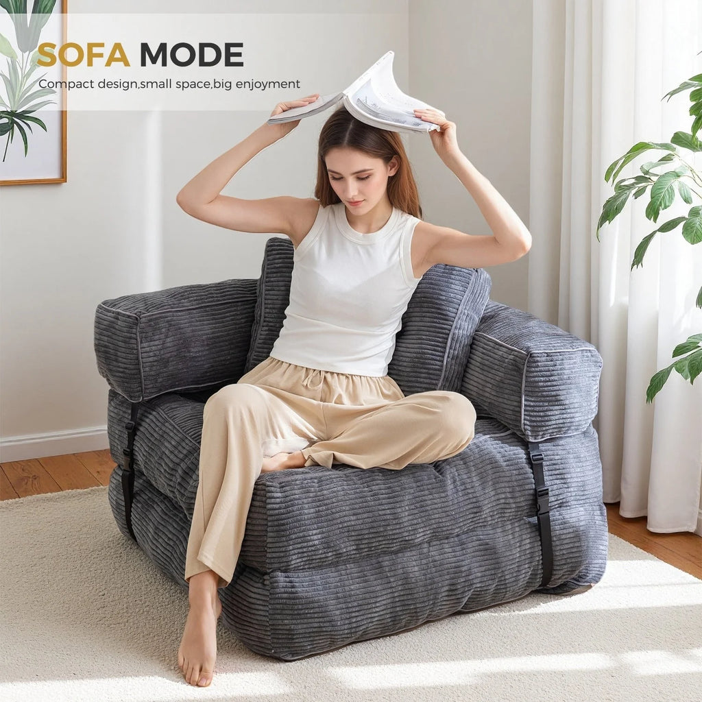 Składana sofa z funkcją spania, narożna sofa podłogowa w kształcie litery L