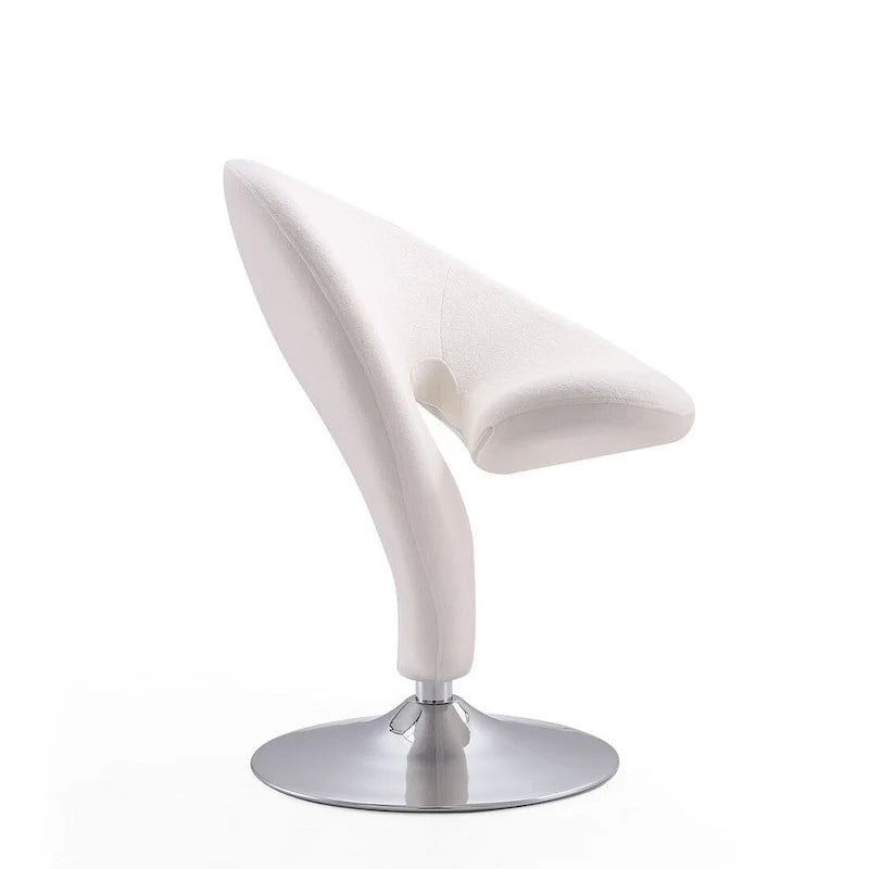 Manhattan Comfort Curl drehbarer Akzentstuhl aus Wollmischgewebe mit Chromgestell (2er-Set)