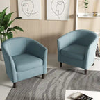 Set di 2 poltrone d'accento moderne in lino, a forma di botte, poltrone club