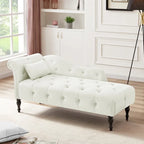 Moderne chaise longue van 60,6 inch met fluwelen bekleding, gecapitonneerde knopen, massief houten poten en sierspijkers