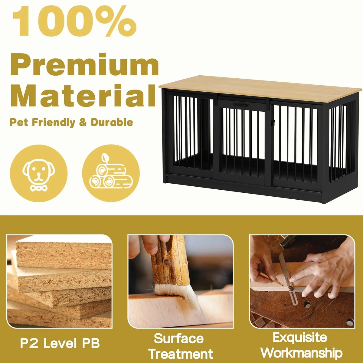 Résidence pour animaux avec renforcement par tubes en fer, cage pour chien élégante et robuste
