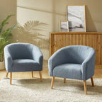 Nowoczesny fotel boucle Sheila 30 W z nogami z litego drewna, zestaw 2 szt., HULALA HOME
