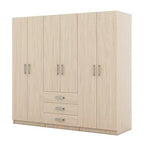 Roupeiro de madeira com 6 portas e gavetas para quarto