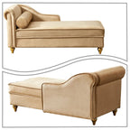 Elegante französische Chaiselongue mit Samtbezug, Stauraum und Kissen