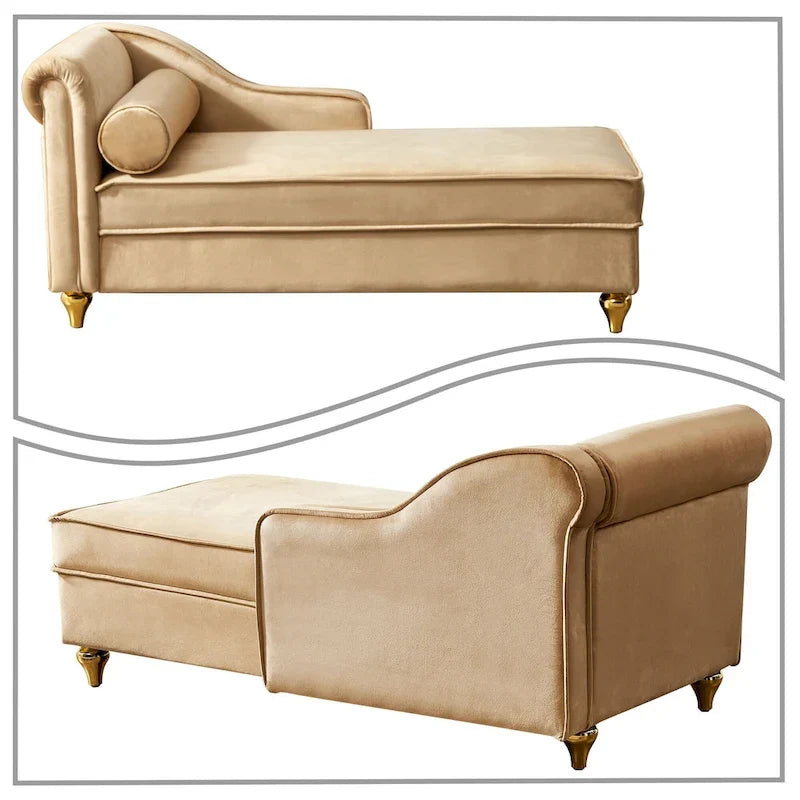 Elegante französische Chaiselongue mit Samtbezug, Stauraum und Kissen