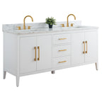 Mobile bagno Vanity Art 72 con doppio lavabo e piano in marmo composito