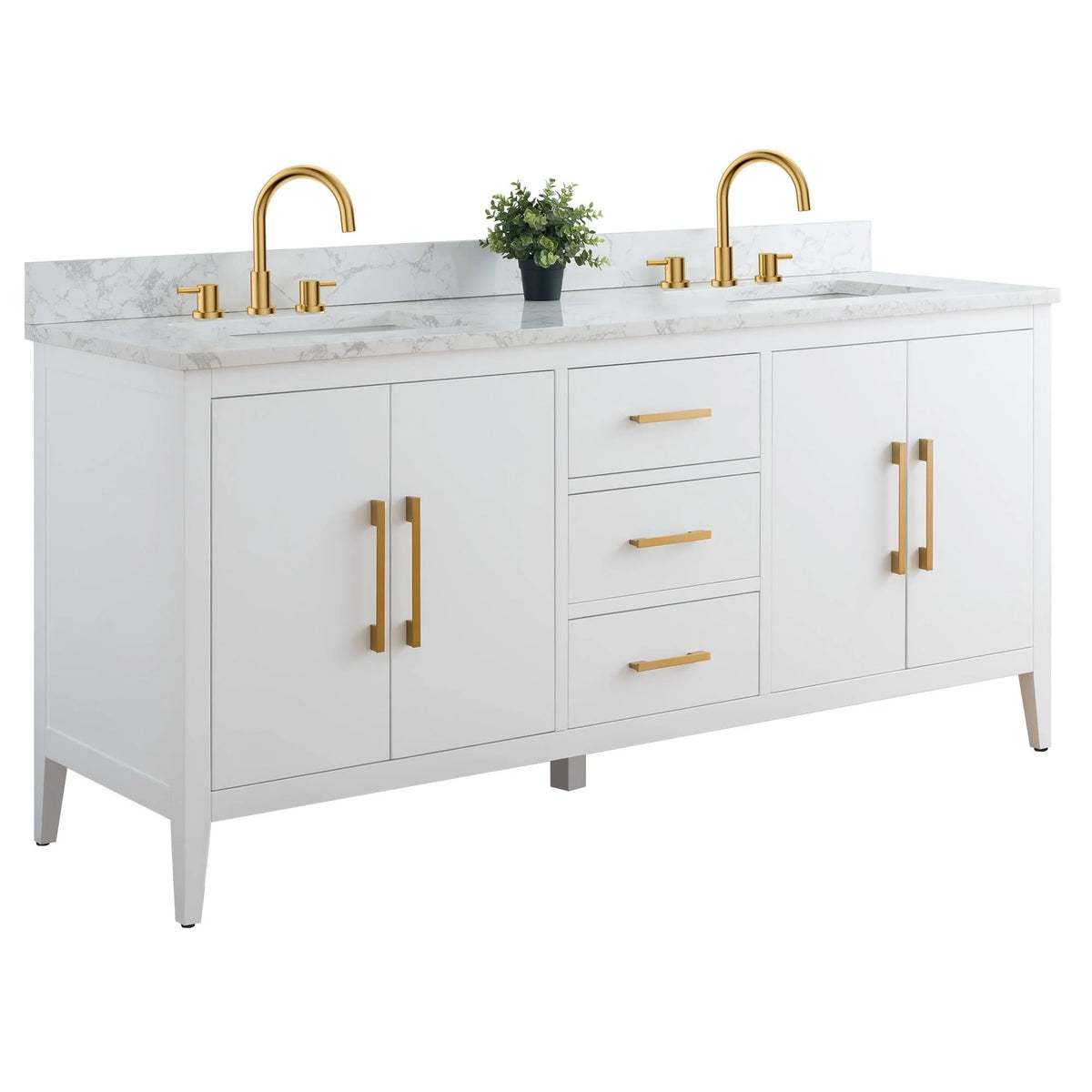 Mobile bagno Vanity Art 72 con doppio lavabo e piano in marmo composito