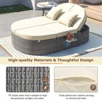 Letto prendisole da esterno per patio, daybed per 2 persone con cuscini e guanciali