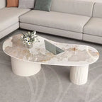 Minimalistischer ovaler Standard-Couchtisch in Weiß mit 2 Schubladen