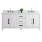 Mobile bagno Vanity Art 72 con doppio lavabo e piano in marmo composito