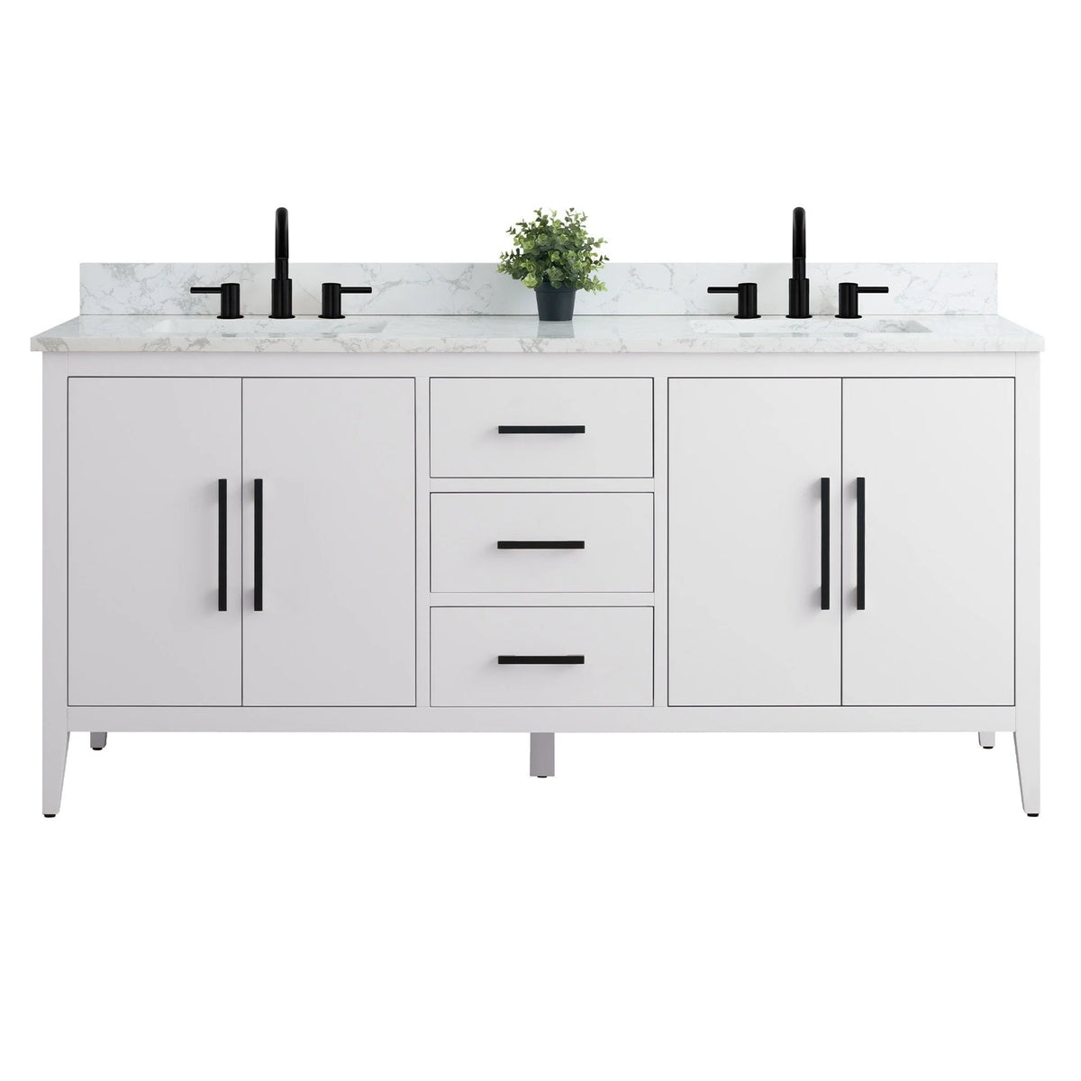 Mobile bagno Vanity Art 72 con doppio lavabo e piano in marmo composito