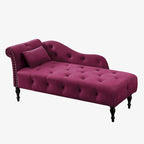 Moderne chaise longue van 60,6 inch met fluwelen bekleding, gecapitonneerde knopen, massief houten poten en sierspijkers