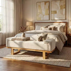 Christopher Knight Home Paulina moderne bank van rubberhout met bouclébekleding