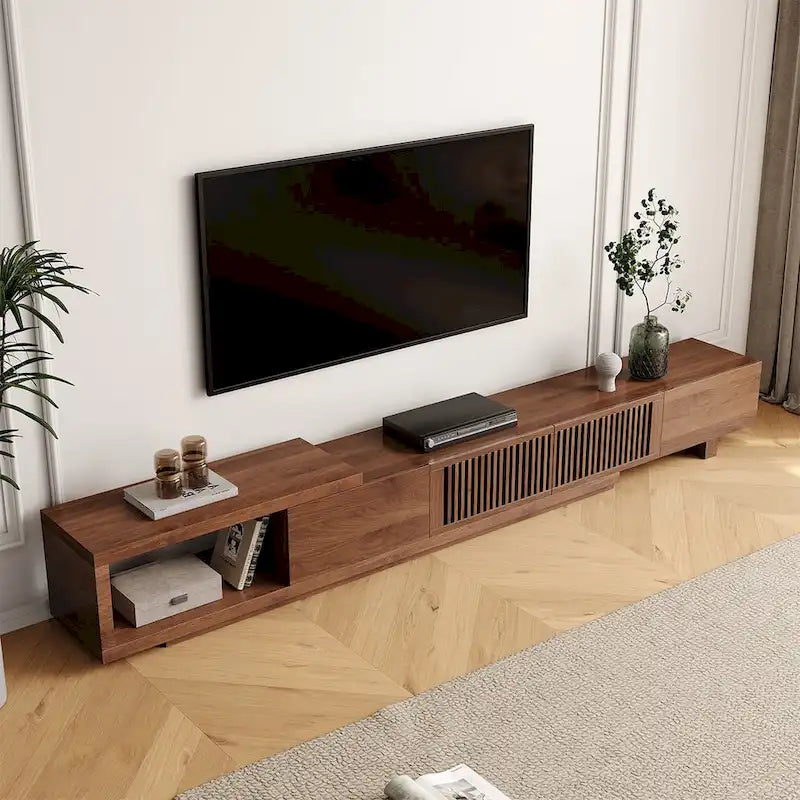 Moderner ausziehbarer und erweiterbarer TV-Schrank mit 4 Schubladen, für Fernseher bis 103 Zoll – 78,54 T × 15,74 B × 13,78 H