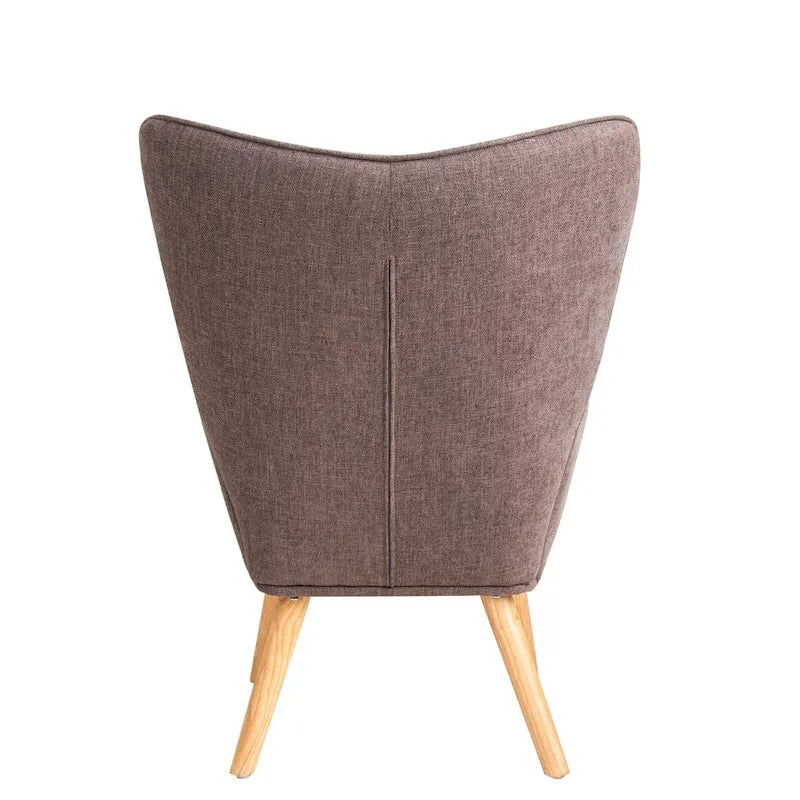 Akzentstuhl mit Hocker, Sitzgruppe aus Wohnzimmersessel und Hocker, bequemer Sessel mit Armlehnen für das Schlafzimmer, kreative Stoffoberfläche mit Patchwork-Design