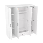 Armoire-penderie en bois à 4 portes avec tringle, 1 tiroir et étagères de rangement