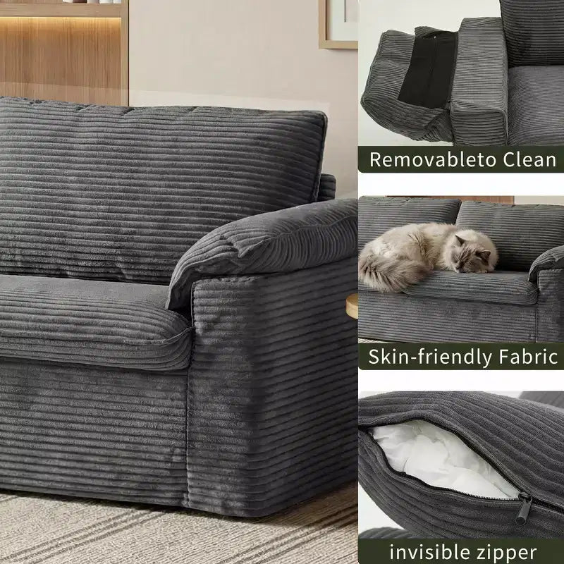Dyonery 86 Cloud Loveseat-Sofa mit tiefer Sitzfläche und breiten Armlehnenkissen, stabilem Rahmen und atmungsaktivem ergonomischem Design