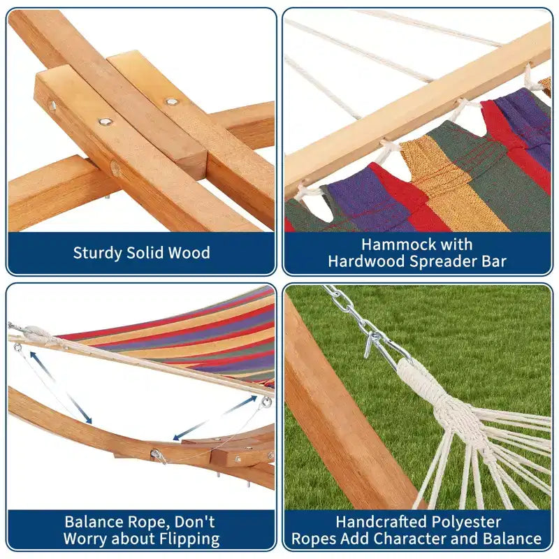 Hängemattengestell aus robustem, wetterfestem Holz, universell einsetzbar, 216 kg Tragkraft, gebogene Form, für Terrasse, Hinterhof und Innenbereich