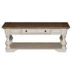 Mesa de apoio Morgan Creek em branco antigo com escovado de arame e detalhes de tabaco
