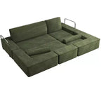 Verstellbares Cloud-Ecksofa, bequemes Cord-Ecksofa mit tiefem Sitz und hohen Kissen, einfache Montage