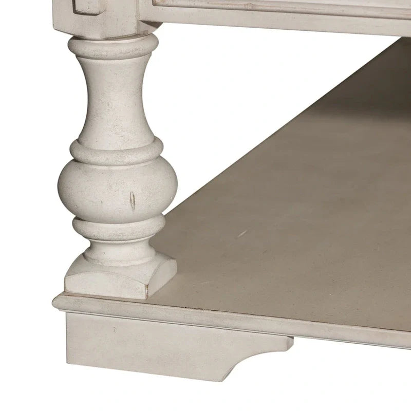 Mesa de apoio Morgan Creek em branco antigo com escovado de arame e detalhes de tabaco