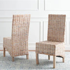 Conjunto de 2 cadeiras de jantar em vime natural 19W x 22D x 41H, estilo boho costeiro