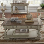Mesa de apoio Morgan Creek em branco antigo com escovado de arame e detalhes de tabaco