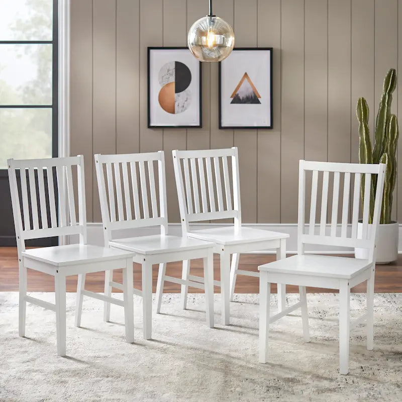 Set aus 4 Esszimmerstühlen aus Massivholz mit Sprossenlehne, stabilem Rahmen, klassischem Design und einfacher Montage