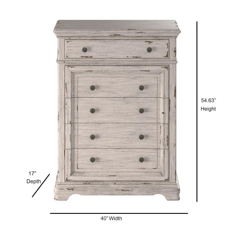 Conjunto de quarto Palisade de 5 peças, branco antigo