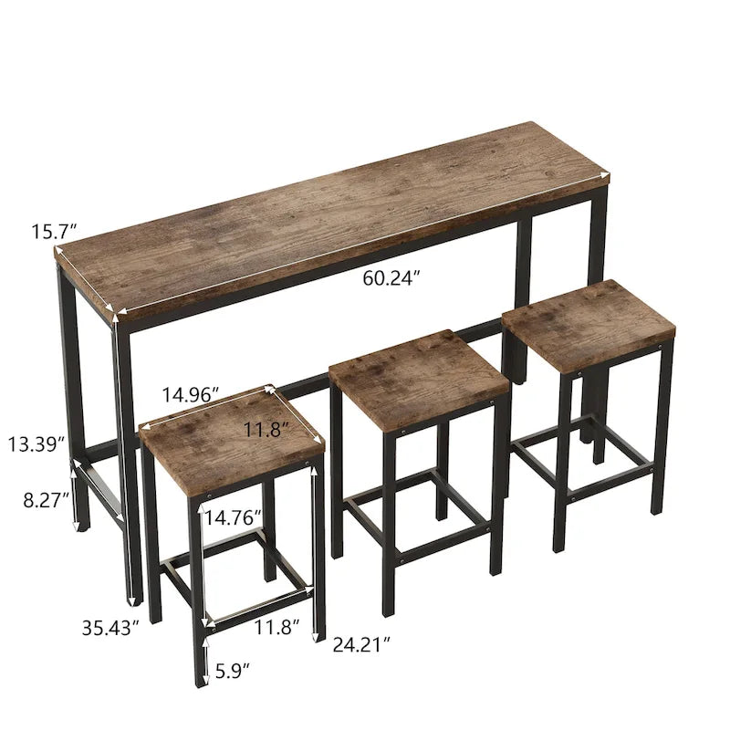 Bistrotisch-Set mit 3 Hockern
