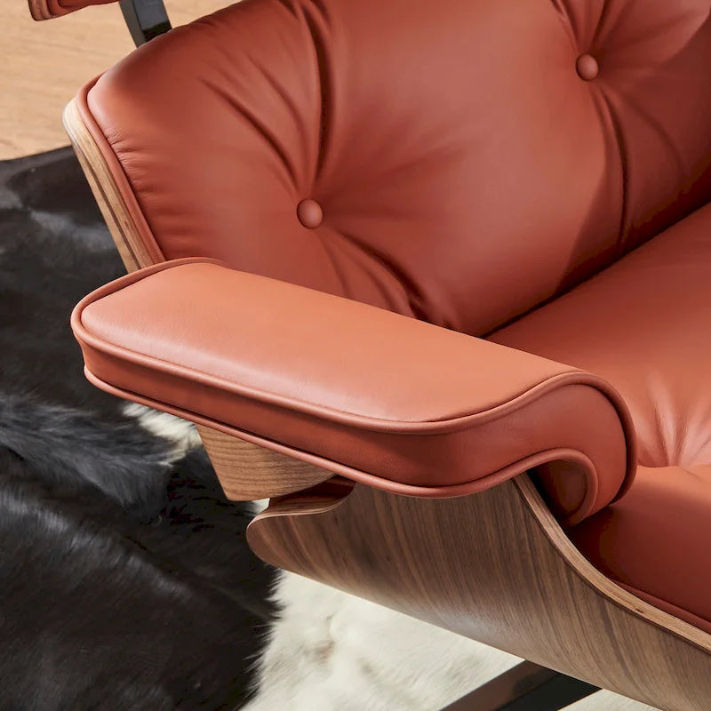 Poltrona lounge reclinabile in pelle dal design moderno di metà secolo