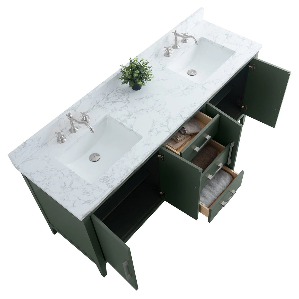 Mobile bagno Vanity Art 72 con doppio lavabo e piano in marmo composito