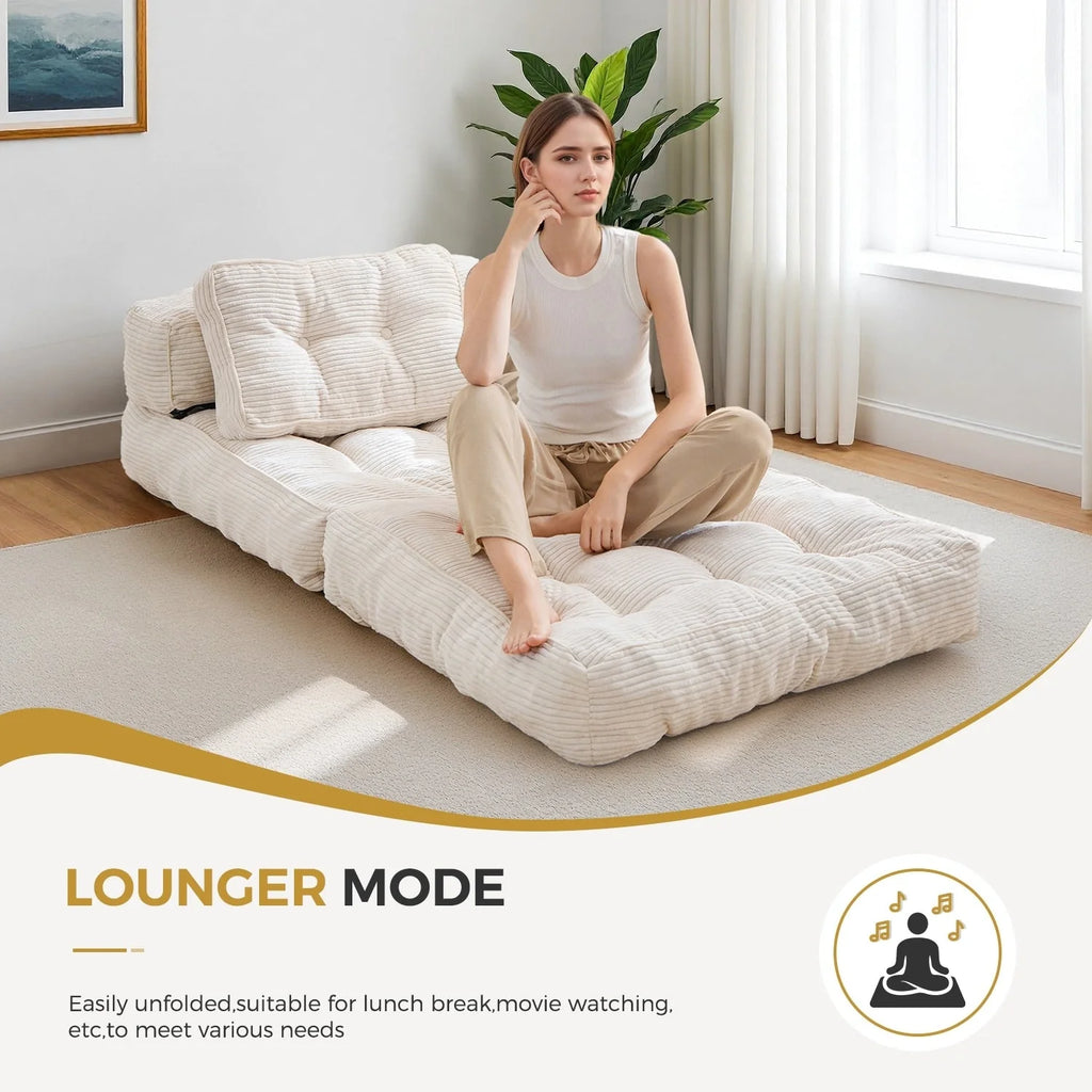 Składana sofa z funkcją spania, narożna sofa podłogowa w kształcie litery L