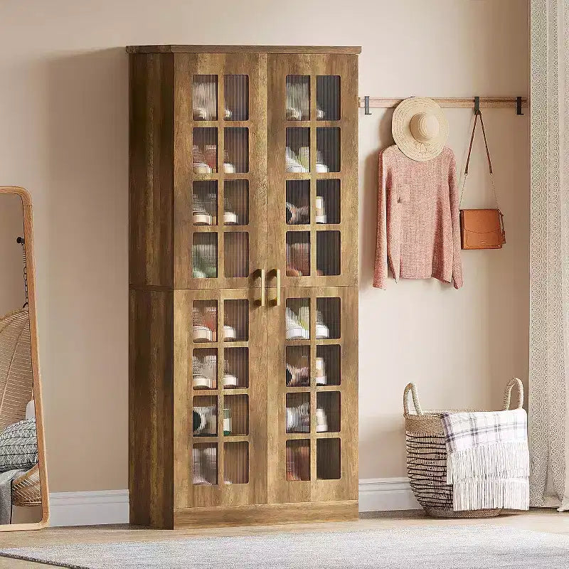 Lantine hoher Schuhschrank mit Türen, 8-stufige Schuhaufbewahrung mit verstellbaren Einlegeböden, moderner Schuhschrank für Flur, Kleiderschrank und Wohnzimmer, Weiß