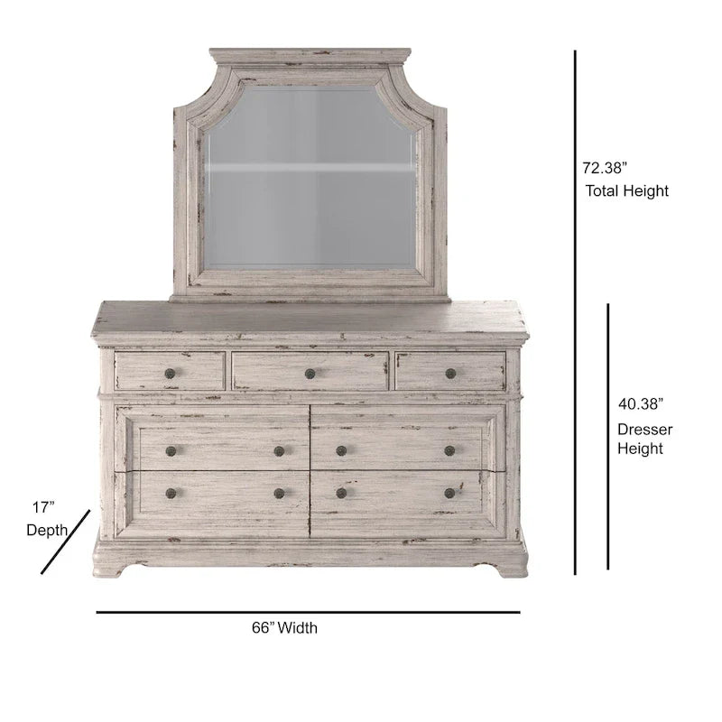 Conjunto de quarto Palisade de 5 peças, branco antigo