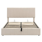 Polsterbett in Queen-Size-Größe mit hydraulischem Stauraumsystem – Beige